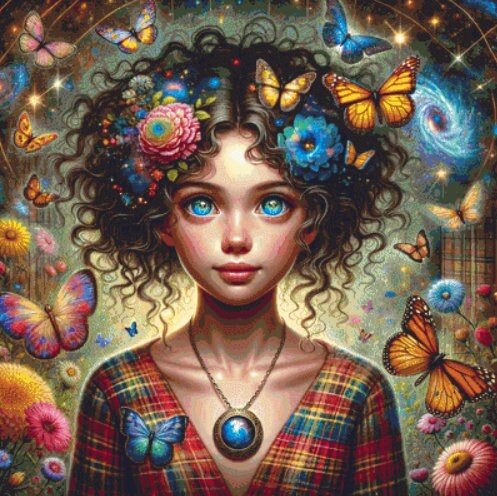 Cosmic Bloom cross stitch pattern by World of Love Hearts/Adrian G. Eyre