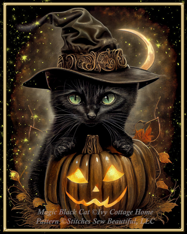 Magic Black Cat cross stitch pattern by IvyCottageHome