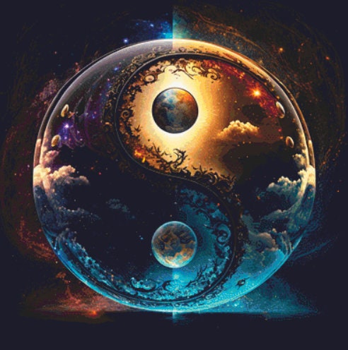 Ying Yang Day and Night (Max Color) cross stitch pattern by Digital Art Club AU