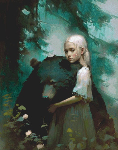Bear Girl cross stitch pattern by Tammy L. Gross