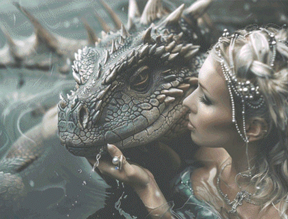 A Siren and Her Dragon cross stitch pattern by Serr.Kai A Quill & Ink