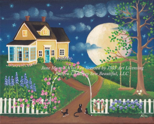 June Moon (Small) cross stitch pattern by Kim Leo licensed by JMS Art Licensing