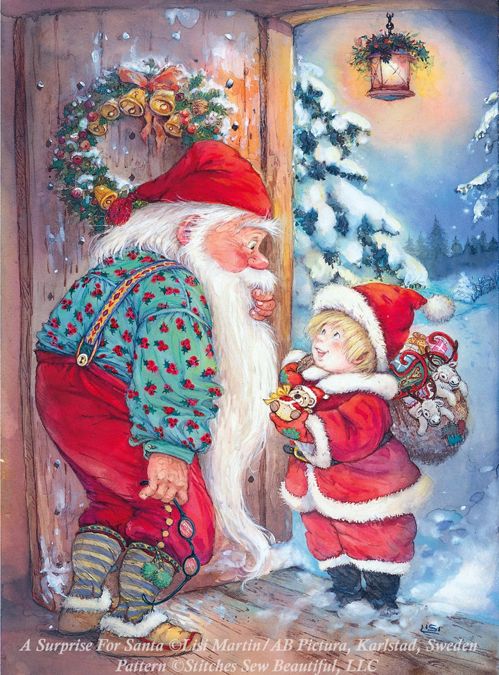 A Surprise For Santa cross stitch pattern by Lisi Martin/AB Pictura, Karlstad, Sweden