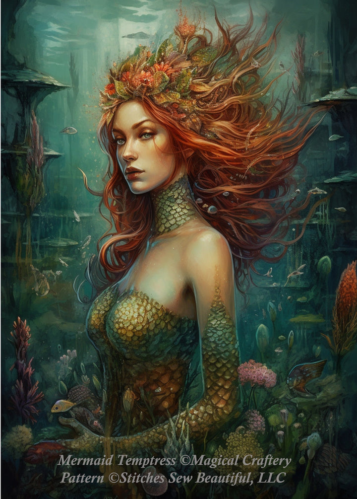 Mermaid Temptress (Max Size) cross stitch pattern by Magical Craftery