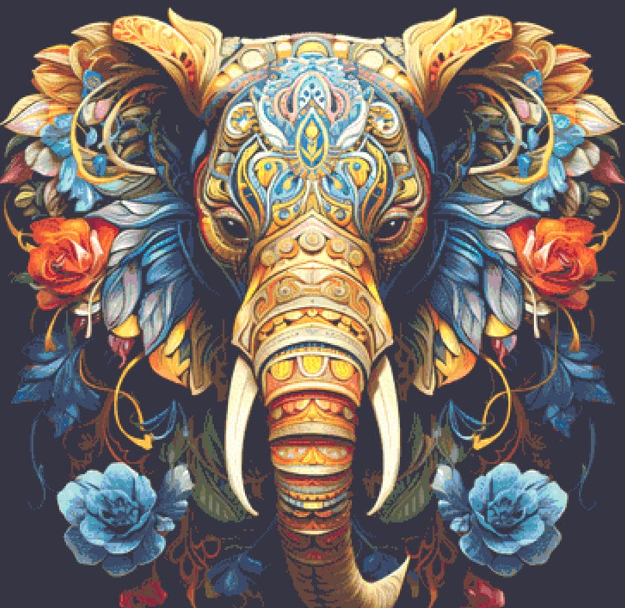 Elephant in Colors cross stitch pattern by Eder Jose Rosa