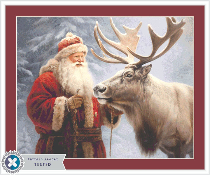Santa and His Reindeer cross stitch pattern by IvyCottageHome