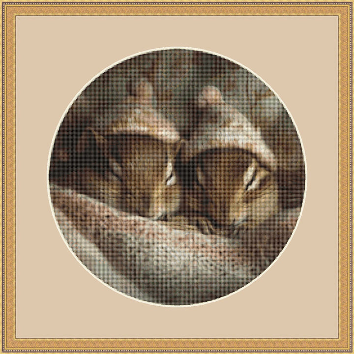 Sleeping Chipmunks (Round) cross stitch pattern by Tammy L. Gross