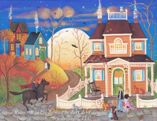 Ghost Rider cross stitch pattern by Kim Leo licensed by JMS Art Licensing