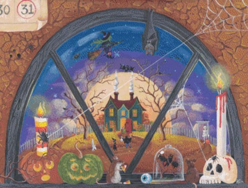 The Window in the Attic cross stitch pattern by Kim Leo licensed by JMS Art Licensing