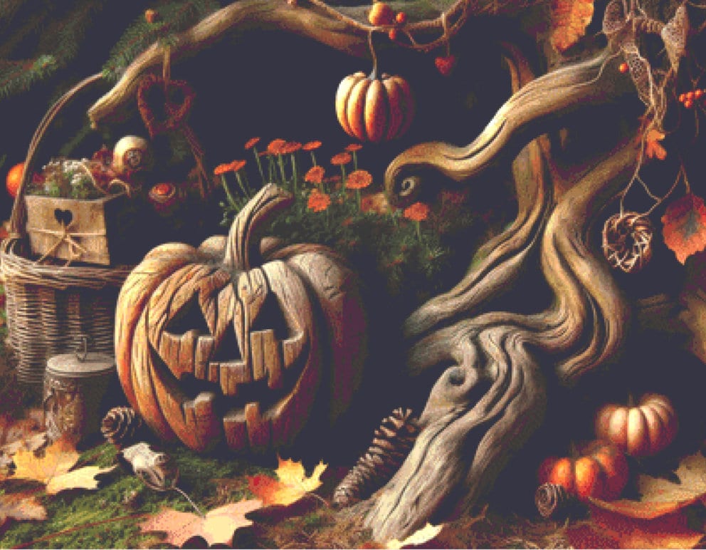 The Witches Tree cross stitch pattern by World of Love Hearts/Adrian G. Eyre