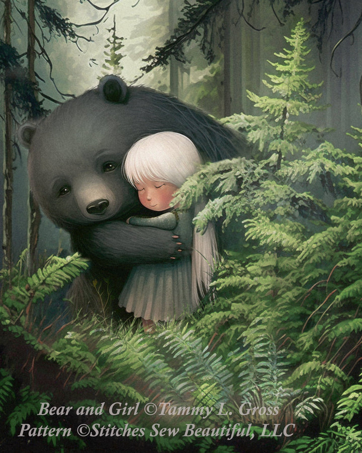 Bear and Girl cross stitch pattern by Tammy L. Gross