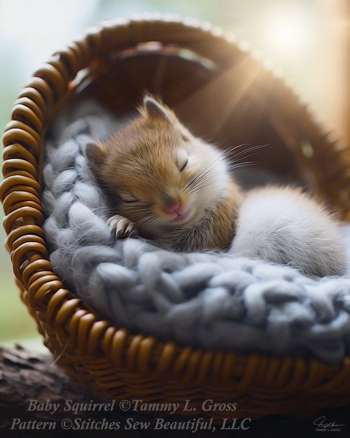 Baby Squirrel cross stitch pattern by Tammy L. Gross