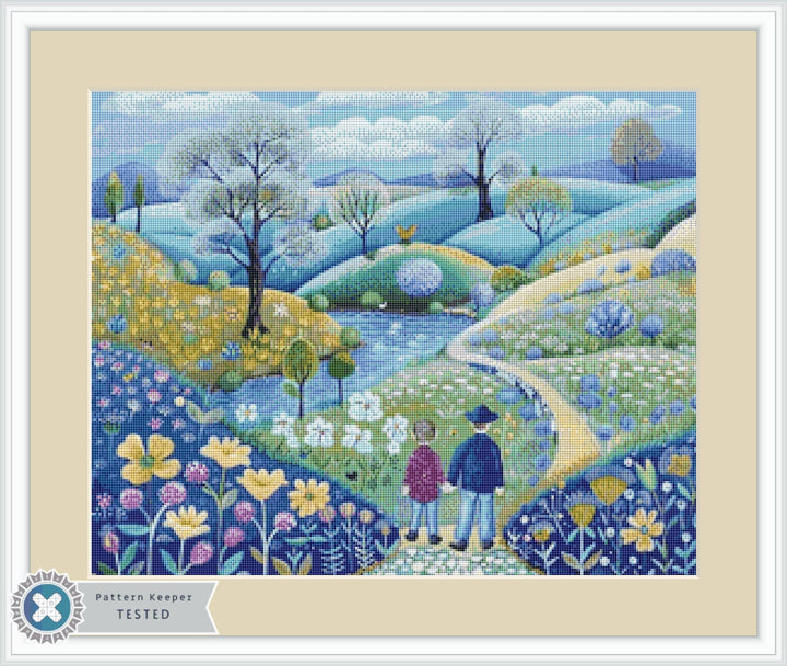 Father and Son Stroll (Small) cross stitch pattern by The Art Revivalist
