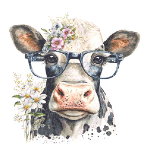 Cow Glasses (Small) cross stitch pattern by CedarGroveGraphics