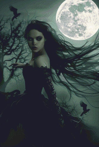 Witch of the Moon cross stitch pattern by The Art Revivalist