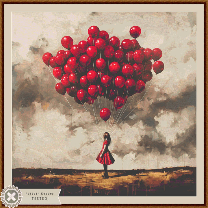 99 Red Ballooons (Max Size) cross stitch pattern by The Art Revivalist