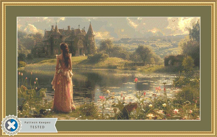 The Woman and the Castle counted cross stitch pattern by Eder Jose Rosa