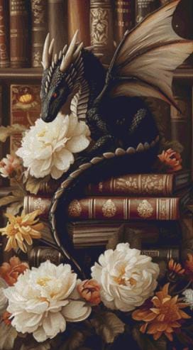 Atop the Vintage Book Pile counted cross stitch pattern by Serr.Kai A Quill & Ink