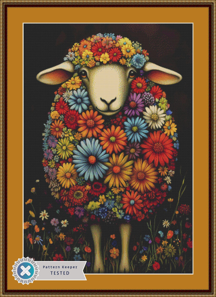 Blossoming Wool Floral Sheep cross stitch pattern by The Art Revivalist
