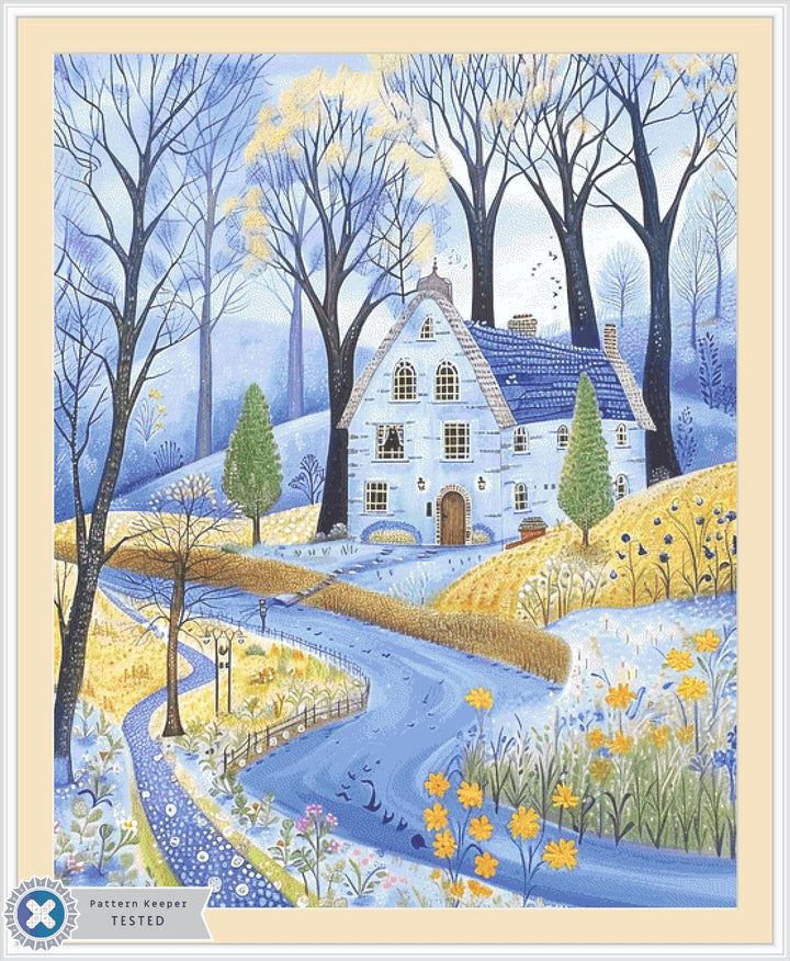 House By The River (Max Size/Color) counted cross stitch pattern by The Art Revivalist