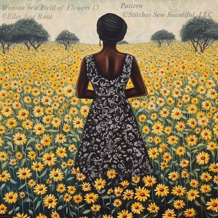 Woman in a Field of Flowers 13 (Max Size/Color) counted cross stitch pattern by Eder Jose Rosa