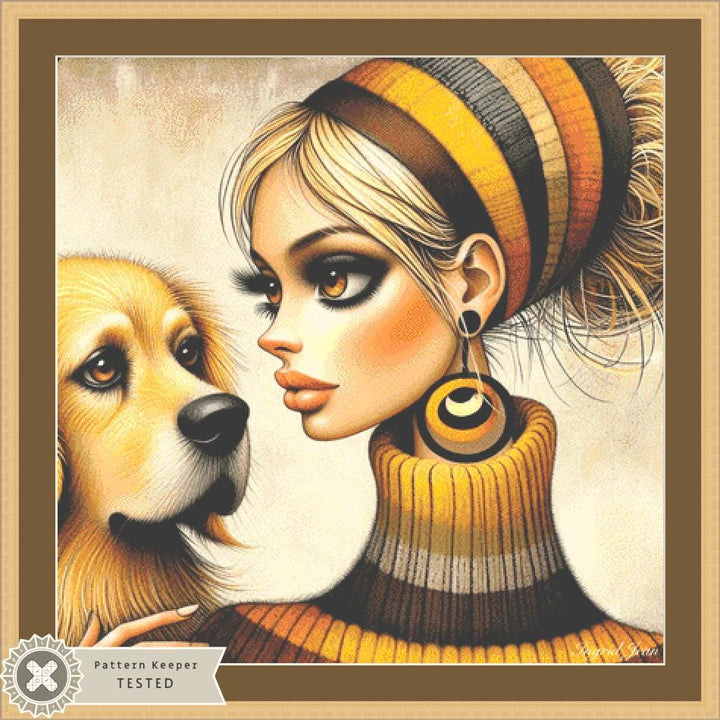 Golden Boy counted cross stitch pattern by Ingrid Jean