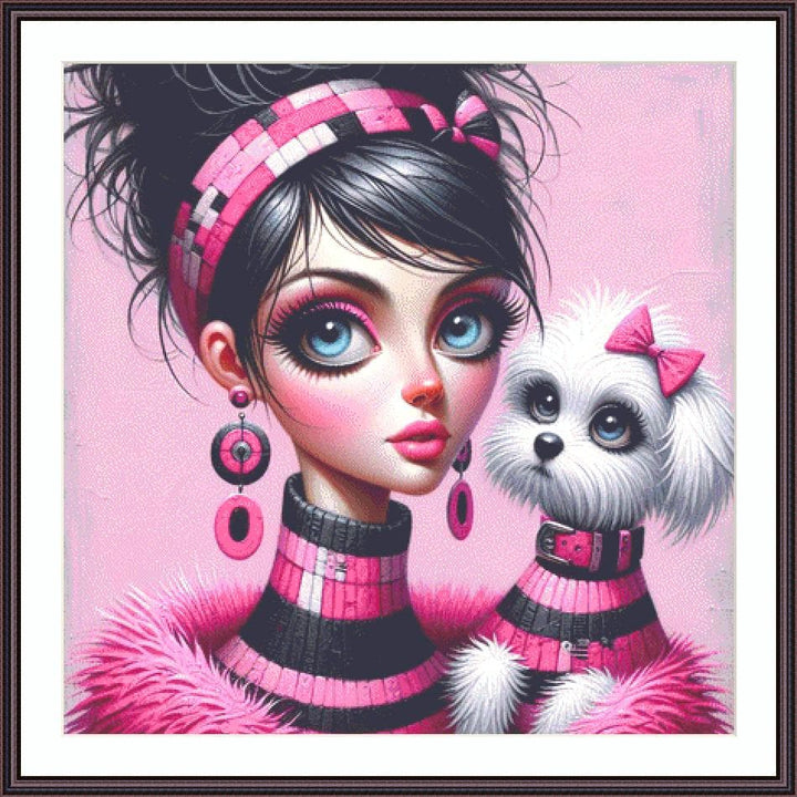 Think Pink and Spark Some Joy counted cross stitch pattern by Ingrid Jean