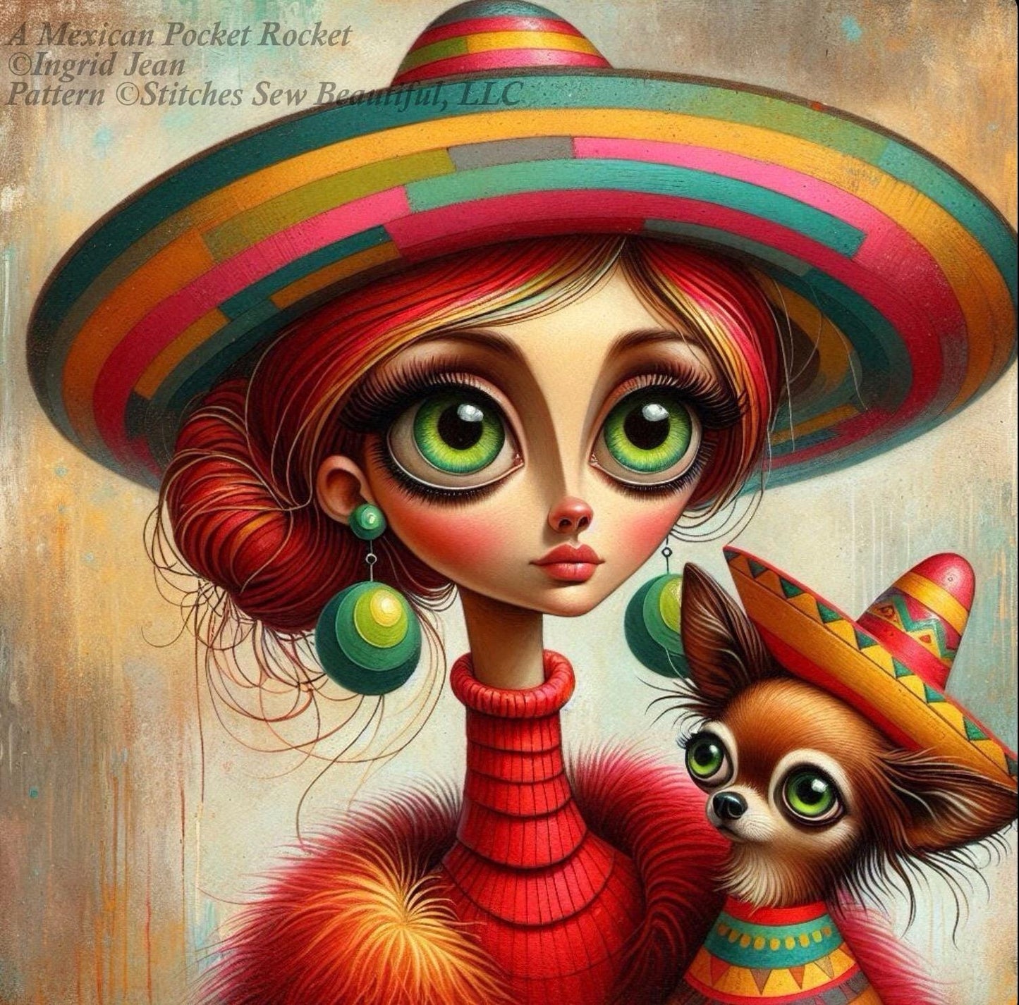 A Mexican Pocket Rocket counted cross stitch pattern by Ingrid Jean