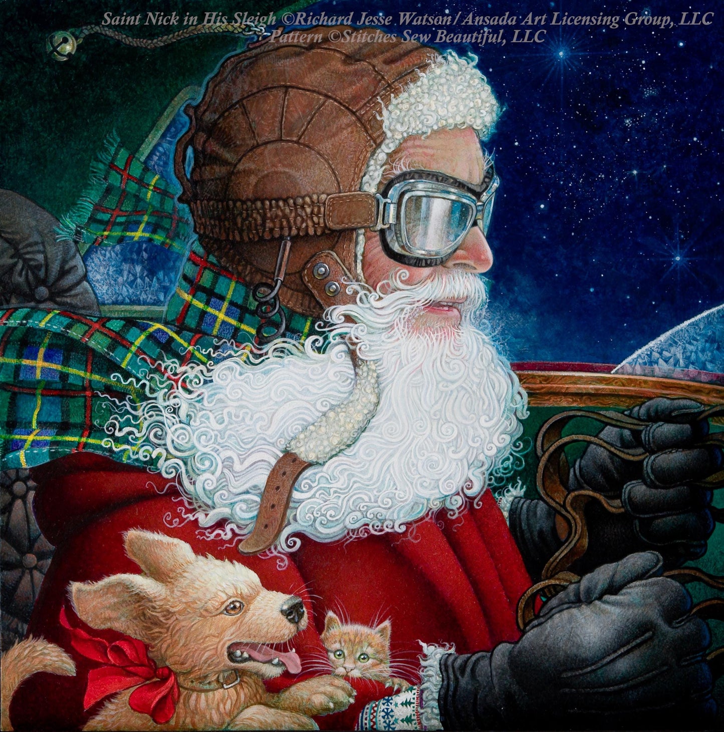 Saint Nick in His Sleigh counted cross stitch pattern by Richard Jesse Watson/Ansada Art Licensing Group, LLC