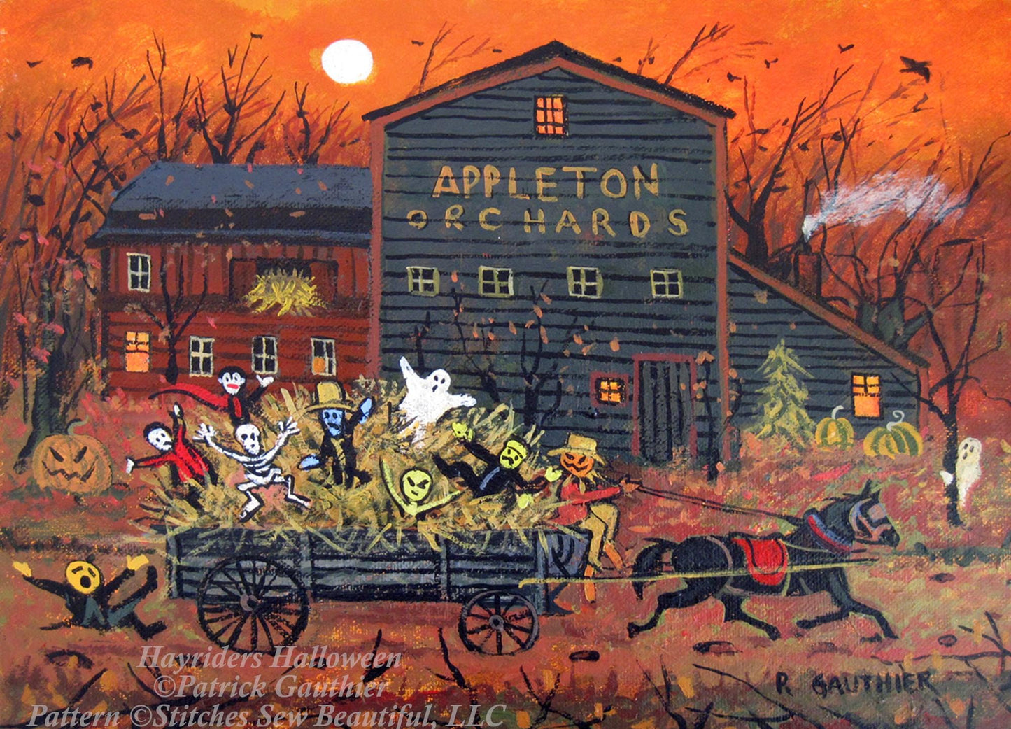 Hayriders Halloween counted cross stitch pattern by Patrick Gauthier