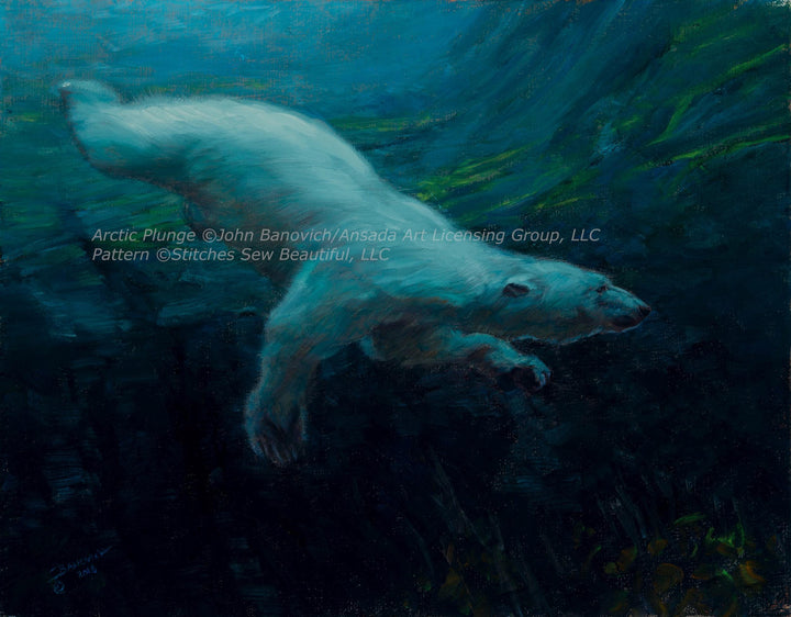 Arctic Plunge cross stitch pattern by John Banovich/Ansada Art Licensing Group, LLC.