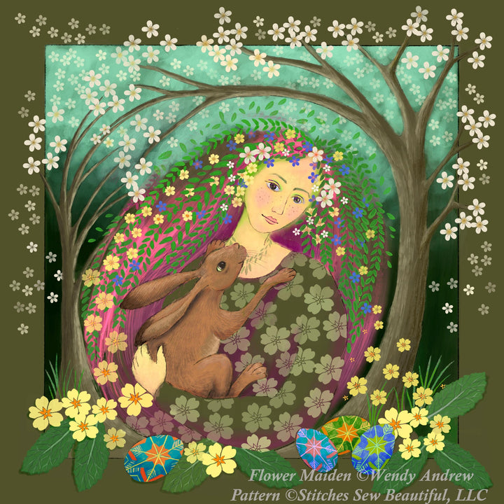 Flower Maiden cross stitch pattern by Wendy Andrew of PaintingDreams