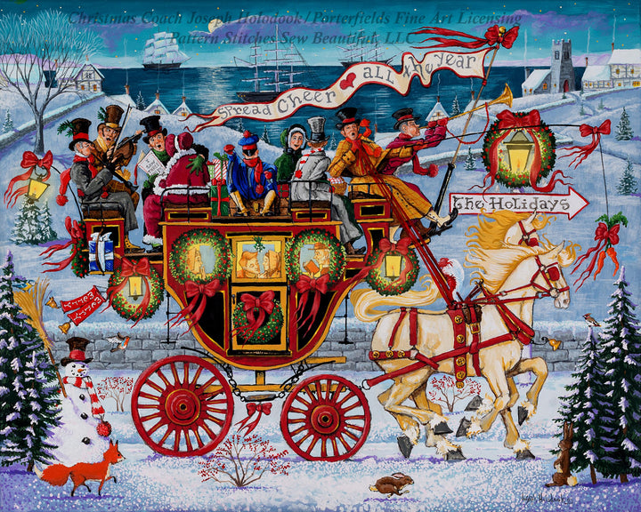 Christmas Coach cross stitch pattern by Joseph Holodook/Porterfields Fine Art Licensing