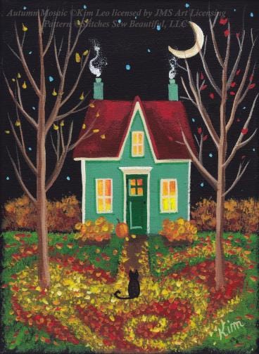 Autumn Mosaic 16 cross stitch pattern by Kim Leo licensed by JMS Art Licensing