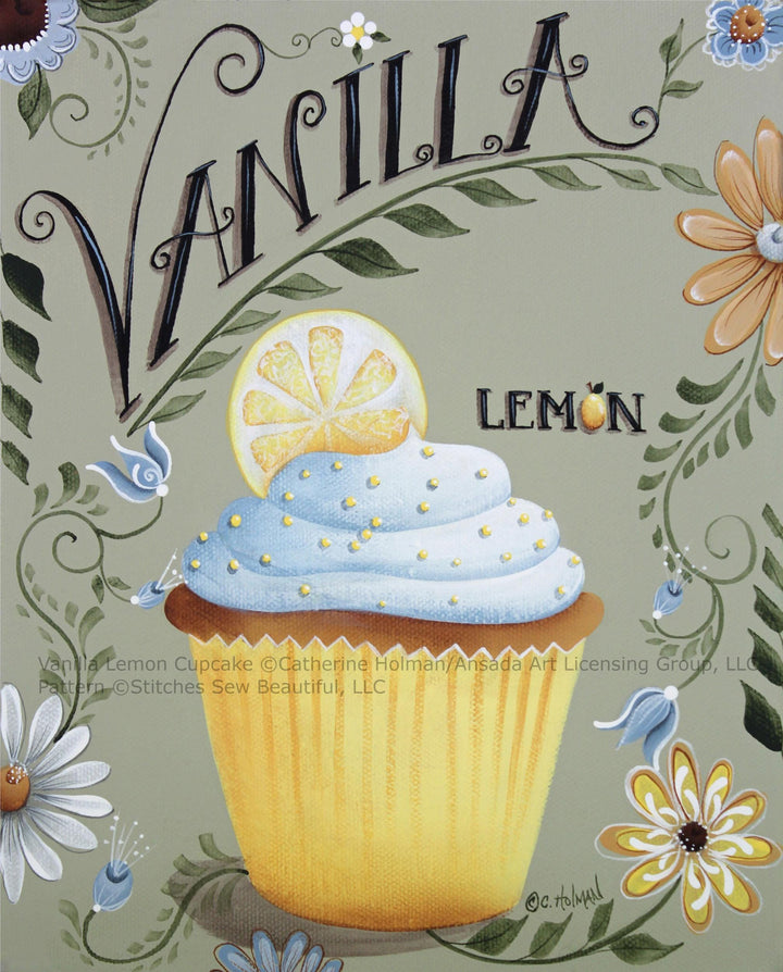 Vanilla Lemon Cupcake cross stitch pattern by Catherine Holman/Ansada Licensing Group, LLC