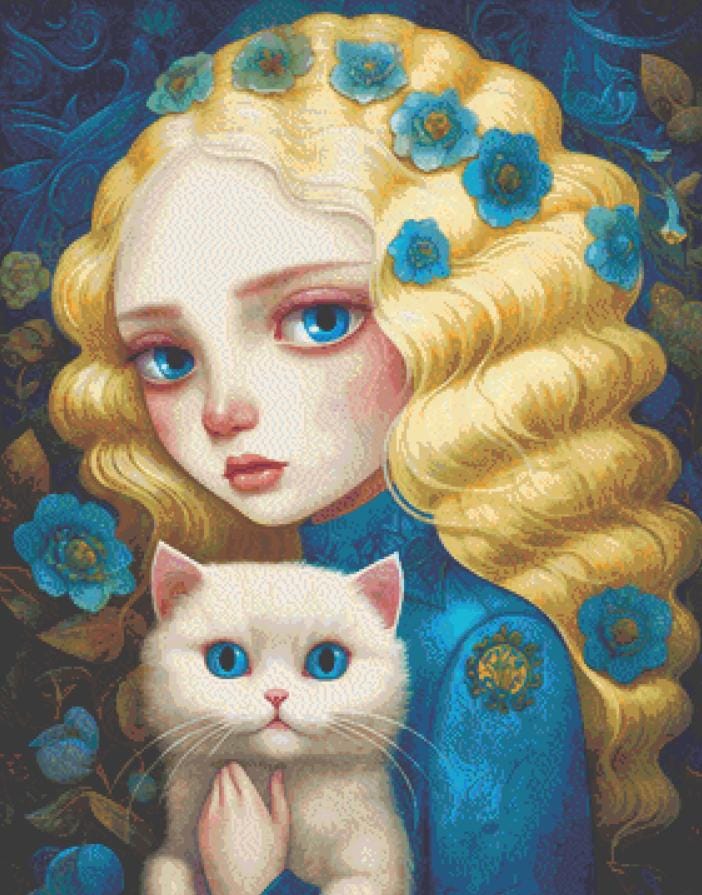 Mystical Cat Girl 6 cross stitch pattern by DutchLadyMysticArt