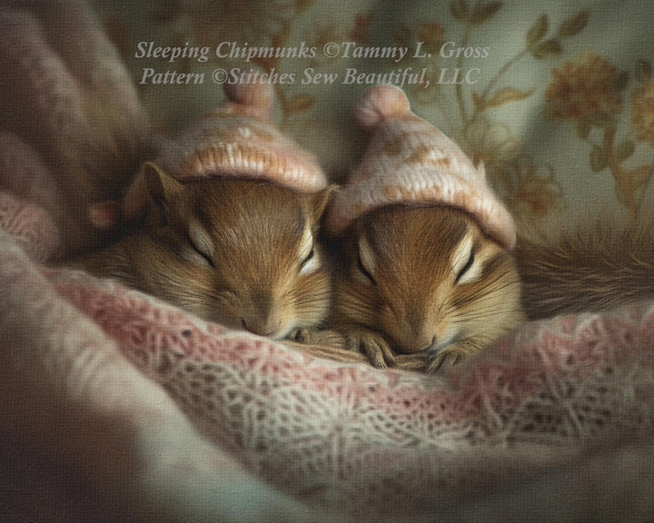 Sleeping Chipmunks cross stitch pattern by Tammy L. Gross