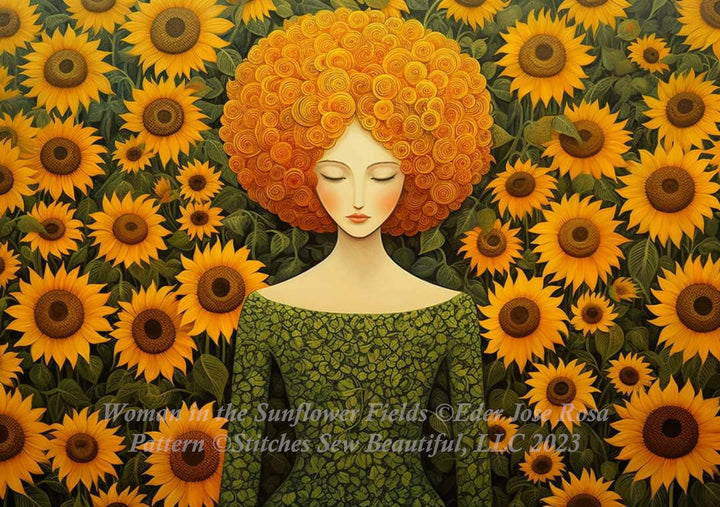 Woman in a Field of Flowers 9 cross stitch pattern by Eder Jose Rosa