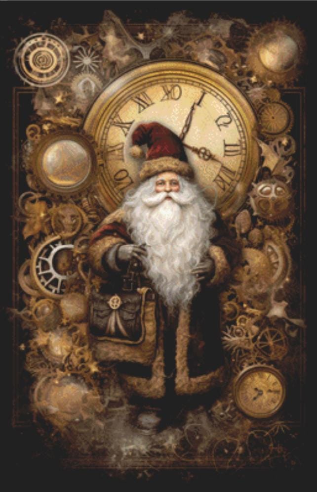 Steampunk Santa counted cross stitch pattern by AdneLStudio