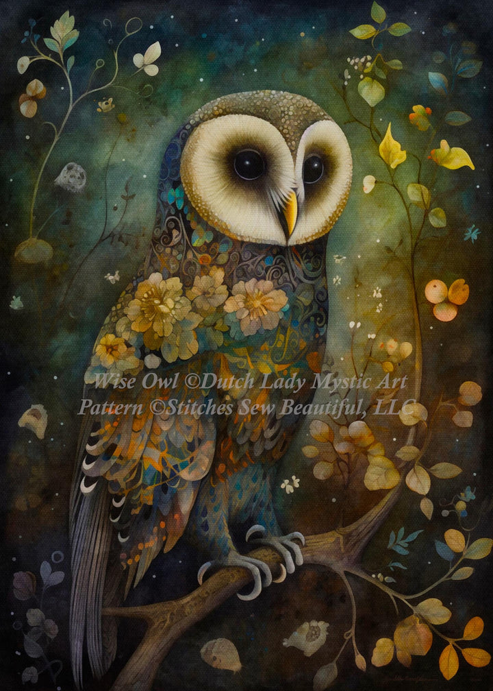 Wise Owl cross stitch pattern by DutchLadyMysticArt