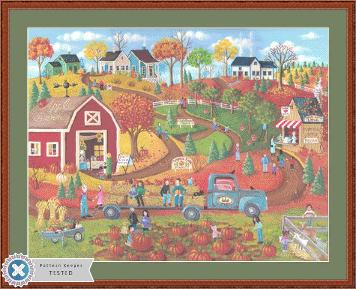 Hayride counted cross stitch pattern by Kim Leo licensed by JMS Art Licensing