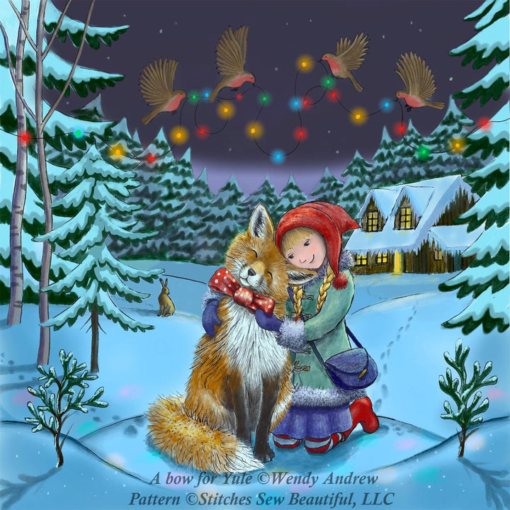 A Bow for Yule cross stitch pattern by Wendy Andrew of Painting Dreams