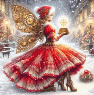 Steampunk Christmas Fairy (small) counted cross stitch pattern by AdneLStudio