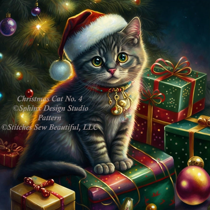 Christmas Cat No. 4 cross stitch pattern by SphinxDesignStudio