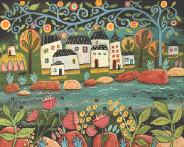 Festive Seascape (Small) counted cross stitch pattern by Karla Gerard