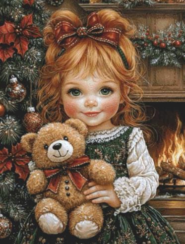 Snuggling by the Fireside counted cross stitch pattern by Ingrid Jean AI Art