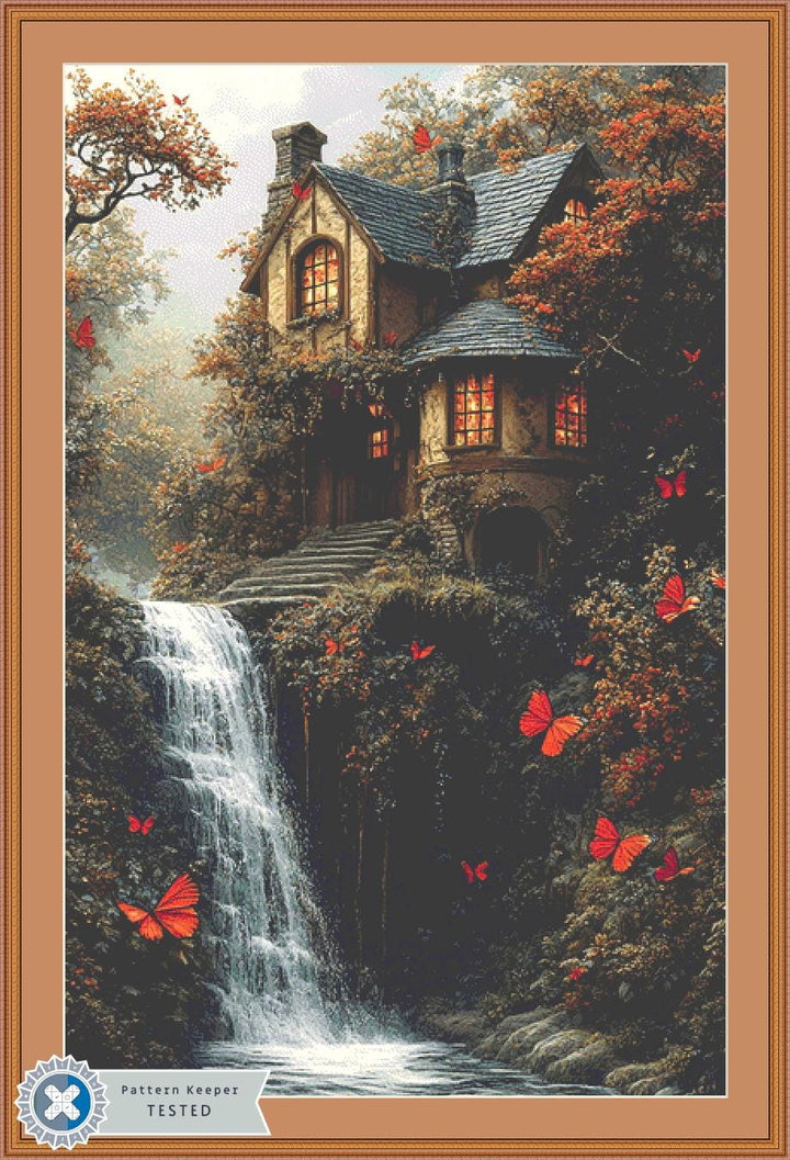 The Waterfall House (Max Size/Color) counted cross stitch pattern by Eder Jose Rosa
