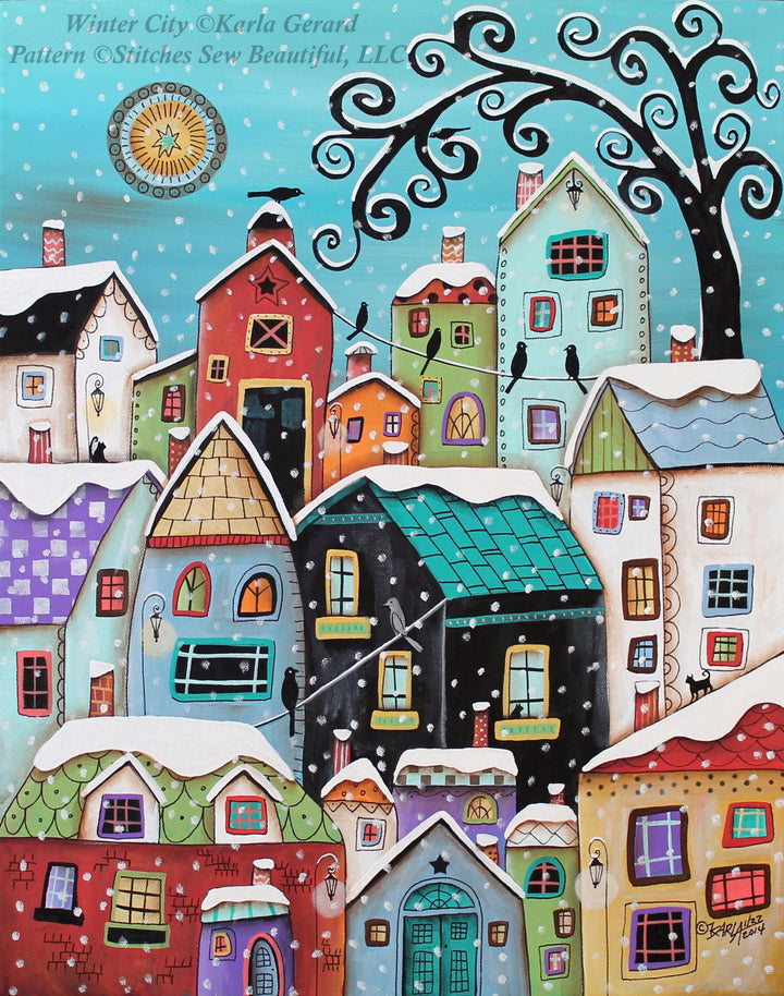 Winter City (Max Size/Color) counted cross stitch pattern by Karla Gerard