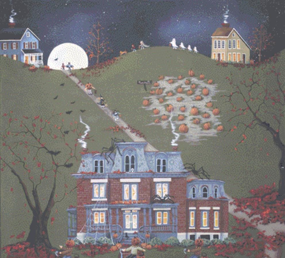 A Star Filled Halloween Evening cross stitch pattern by Catherine Holman/Ansada Licensing Group, LLC.