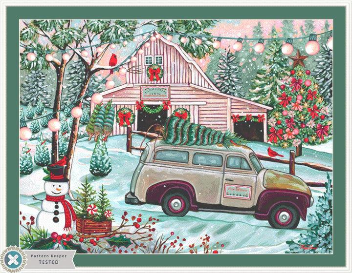 Christmas Tree Farm 2 (Max Size/Color) counted cross stitch pattern by Peggy Davis/Porterfields Fine Art Licensing